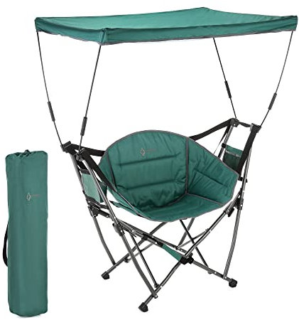 ARROWHEAD OUTDOOR Portable Folding Swinging Hammock Camping Chair, Removable Canopy, Perfect for Stargazing, Cup Holder, Storage Pouch, Carrying Bag Included, Supports up to 300lbs, USA-Based Support