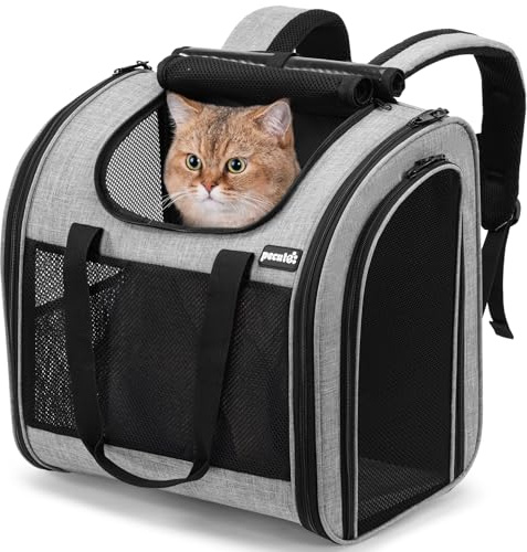Pecute Sac à Dos Chat Chien Extra Large, Sac Transport pour Chat Petit Chien Respirant, Sac a Dos de Transport Chat avec Matelas en Amovible