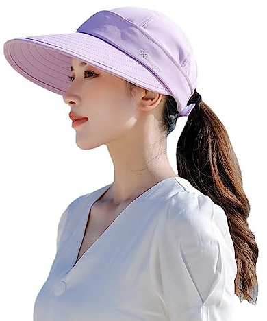 SJTJSPX Sombrero de verano para mujer con visera desmontable, gorra de béisbol de ala ancha, sombrero de playa con protección UV, sombrero de vestir para damas para piscina, camping, pesca, jardín