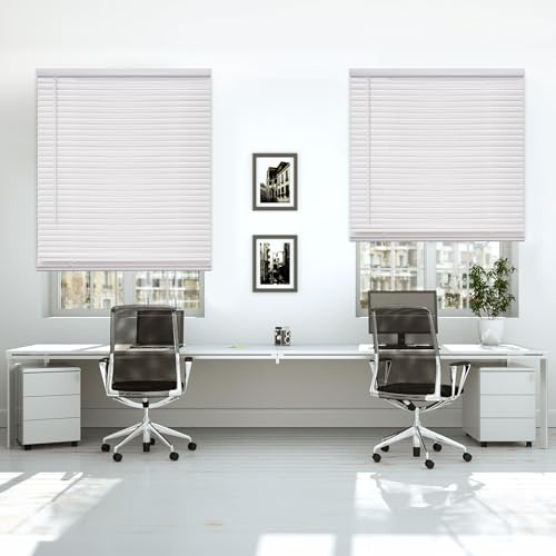 DEZ FURNISHINGS Cordless 1 Mini Blind with Flexible Slats, 30 W x 48 H, Pearl White