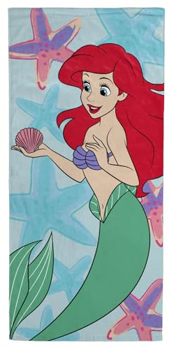 Jay Franco Disney The Little Mermaid Kids Bath Pool Beach Towel - Princess Ariel Super Soft & Absorbent 100% Cotton Towel - Measures 28 x 58