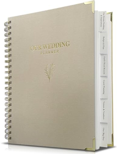 WeddingGiftsWedding Wedding Planner Book and Organizer for Bride | Elegant Linen Cover Wedding Planning Binder with Checklists,Pockets & Calendars,Perfect Engagement Gifts for Couples(Apricot)