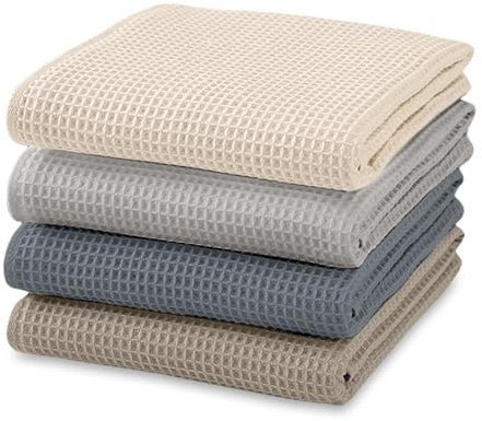 AMFUN 4 de Paños de Cocina Algodon con Diseño de Gofre, 65 * 45cm Trapos Súper Absorbentes (Hybrid)