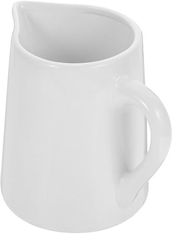 LIFKOME Jarra De Leche Cerámica Blanca Pequeña Con Asa Dispensador Doméstico Multifuncional Para Crema y Salsa Diseño Resistente y Fácil Limpieza Para Cocina