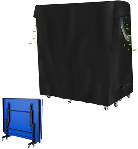 Tischtennisplatte Abdeckung, 600D Wasserdichte Outdoor Tischtennis hülle,Tischtennis Abdeckhaube für Outdoor und Indoor,165 x 70 x 185 cm,Schwarz