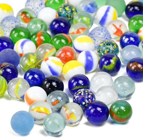 Huucozn 100 Pezzi Biglie di Vetro 16mm Piccole Biglie di Vetro Colorate Marmi di Vetr o Bigli e Colorate Vetr o Decorative Bigli e di Vetr o da Giocare per Giochi di Marmi e Decorazioni per la Casa