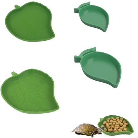 Ciotola per cibo rettile 4 pezzi mangiatoia per tartaruga piccola grande plastica forma foglia mango ciotole acqua rettili per casa giardino terrario alimentazione