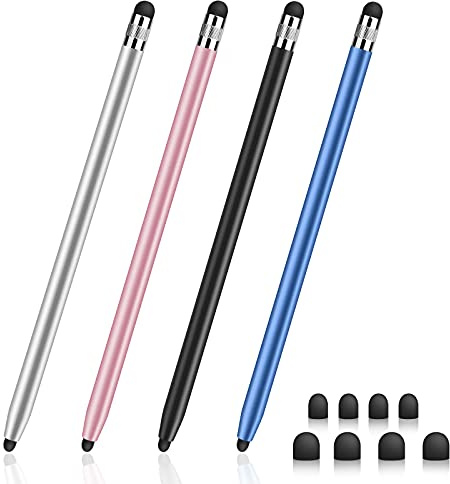 Digiroot 4PCS Universal 2-in-1 Switch Stylus Pens for Touch Screens | Capacitive High Sensitivity & Precision Tablet Pen for iPhone 18 duo/iPad/Samsung/Android/All TouchScreens, Rubber Tips