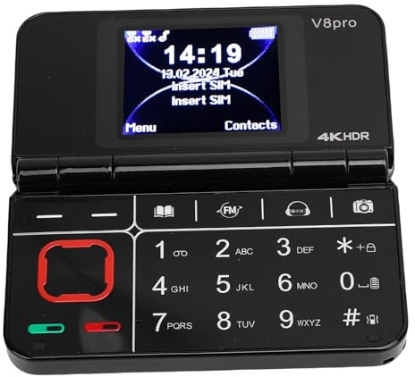 Asixxsix Téléphone à clapet à Double écran, téléphone Portable à Gros Boutons pour Personnes âgées, Appareil Photo intégré, Interface multilingue, de Base pour Enfants âgés (Black)