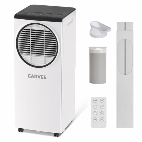 Garvee 8000 BTU Portable Air Conditioner, Portable AC Unit with Dehumidifier, Fan and Remote Control, Energy Efficient Indoor AC Conditioner for Rooms up to 350 Sq. Ft., White
