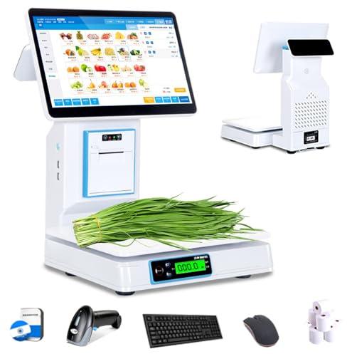 Caisse Enregistreuse Intelligente Tout-En-Un, Système De Point De Vente Avec Balance Intégrée, Écran Tactile Double De 15,6 Pouces, 8G RAM, 128G SSD, Pour Le Commerce De Détail Singlescreen