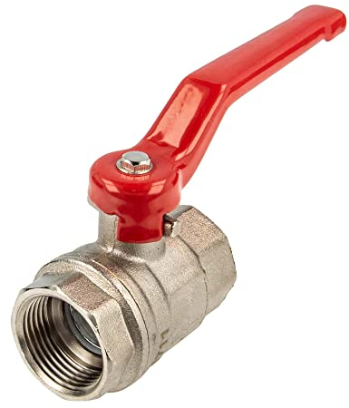 tecuro Valvola a sfera, filettatura interna Rp da 1 pollice (DN 25), leva in acciaio lunga, passaggio completo, resistente a temperature fino a + 150 °C, ottone nichelato