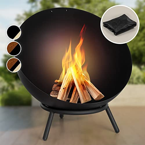 Blumfeldt Fire Pits for Garden, Fire Bowl Camping Firepit, Outdoor Wood Burners for Camp Firepit with Tripod Stand, Steel Outside Fireplace Log Burner, Weatherproof Firebowl for Garden - 66 x 66 cm