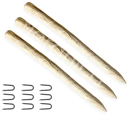 Floranica Zaunpfahl Zaunpfosten Staketenzaun Zaun-Pfosten Holz-Zaunpfahl Rund Pfosten Durchmesser 6-8 cm aus Haselnussholz Höhe: 150cm 3 STK.