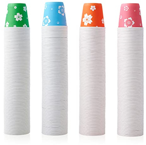 LITOPAK 400 Pack 3 oz Disposable Bathroom Cups, Colorful Small Disposable Paper Cups for Parties, Picnics, Barbecues, Travel and Events