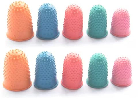 10 stück Gummi Fingerspitzen Mehrfarbig Silikon Fingerhut Fingerkissen Griffe Wiederverwendbarer Fingerschutz für Geld Zählen Schreiben Sortieren Sportspiele