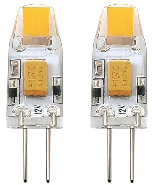 Eglo LED G4 regulable, juego de 2 lámparas, 2 bombillas enchufables, 1,2 vatios cada una (corresponde a 11 V), 12V, 100 lúmenes, foco blanco cálido, 2700k, pin de la luz Ø 1 cm