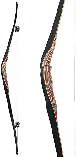 ZSHJGJR 58 Traditional Longbow Handmade Hunting Recurve Bow One Piece Archery Bow 20-50lbs Horsebow Right Handed for Adults/Youth (50lbs)