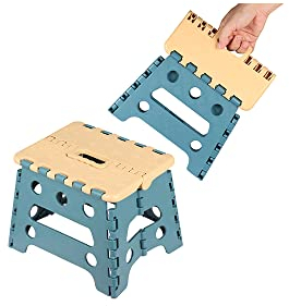 Sbomi Plastique Tabouret Portable pour Enfants et Adultes - Tabouret Pliable de Haute qualité - Tabourets Multifonctions avec poignée pour Cuisine, Salle de Bains, Jardin (18 cm de Hauteur - Bleu)