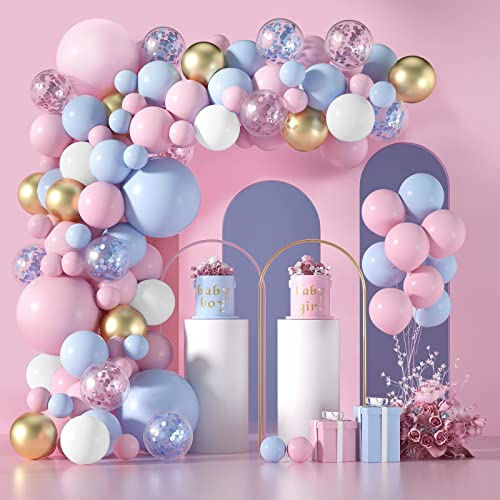 150 Stück Rosa und Blaue Luftballon Girlande Kit,5/10/18 Zoll Boy or Girl Gender Reveal Party, Jungen Mädchen Geschlecht Enthüllen Dekorationen und Geburtstagsparty Dekoration