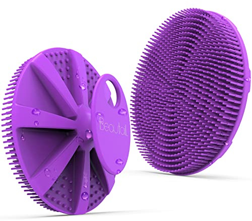 BEAUTAIL Silicone Body Scrubber, Gentle Exfoliating Shower Brush for Body | Hygienic Silicone Loofah, Easy-Grip Handle, Soft Bath Essential for Sensitive Skin, Women, Men & Kids, 1 Pack, Purple