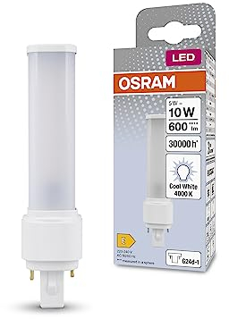 Osram DULUX LED D10 EM, G24D-1, 5W, 600lm, 4000K, kaltweiße Lichtfarbe, zzielgerichtete Beleuchtung dank rotierender Endkappe, LED-Ersatz für klassische Kompaktleuchtstofflampen mit Sockel G24D-1
