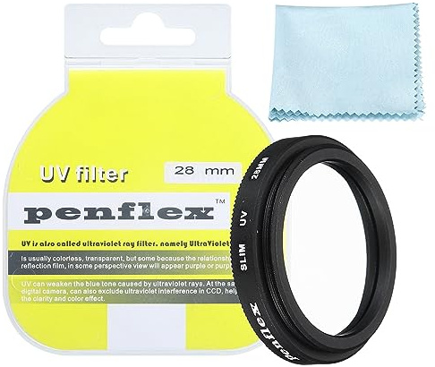 PATIKIL 28 mm UV-filter, 1 st UV-skyddsfilter SLIM UV-kameralinsfilter aluminium optisk kameratillbehör kristallklara bilder för 28 mm kameralinsfilter fotografi bild