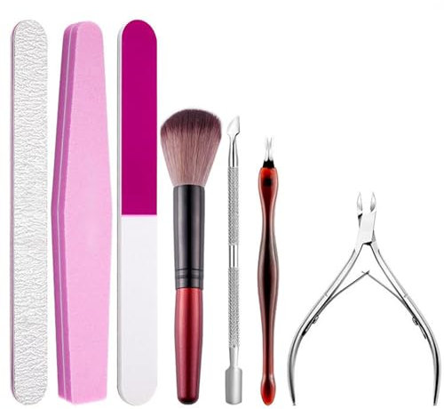 7 Pezzi Kit Lima per Unghie Professional, Utensili per la Cura Delle Unghie, con Tronchesino Cuticole, Forcella di Pelle Morta, Taglia Cuticole Spingi, Spazzola Unghie, per Manicure