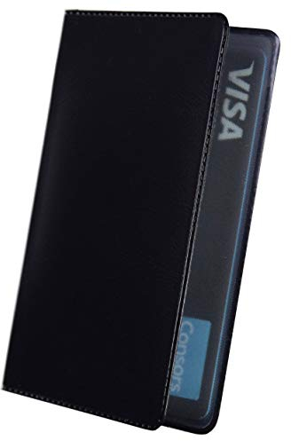 orgaexpert EC Kartenhülle Mappe Schwarz für 2 Karten 119x94mm Ausweisetui Visitenkartenetui Mäppchen Schutzhülle Bus-Bahnticket Fahrkarte Impfkarte