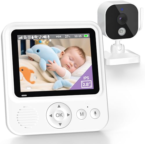 OBVHNUA Baby Monitor Video e Audio 2,8 720P LCD IPS 2000mAh USB-C Baby Phone con Zoom Digitale VOX Visione Notturna Comunicazione Bidirezionale Sensore Ninna Nanna