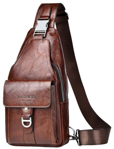 A-QMZL Borsello Uomo Tracolla Zaino Monospalla Uomo Pelle Borsa a Tracolla Uomo Piccolo Impermeabile Spalla Sling Bag Piccolo Crossbody Bag (Marrone scuro2)