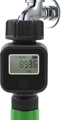 Vattenmätare, vattenmätare, LCD-vattenmätare, trädgårdsslang vattenmätare, vattenbrukstracker, Gallon Liter vattenmätare, hastighetsmätare, RV vattentankmätare, trädgårdssprinkler mätare,