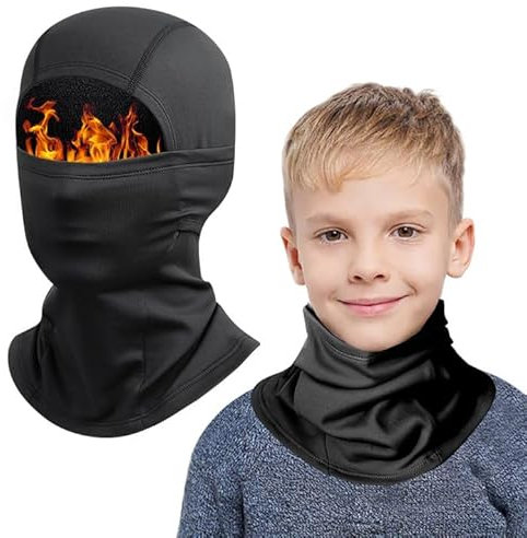 AYPOW Kinder Sturmhaube Winter 4-12, Multifunktional Winddicht Fleece Warm Skimaske Radfahren Gesichtsmaske unter dem Helm, Sturmmaske Mütze mit Halswärmer für Jungen Mädchen, Winter Outdoor Sport