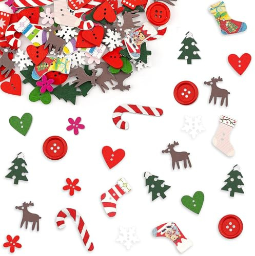 LYNSAN Lot de 100 Décorations de Table de Noël en Bois - Confettis et Flocons de Neige - Décoration Merry Christmas - Bricolage pour Noël et Nouvel An