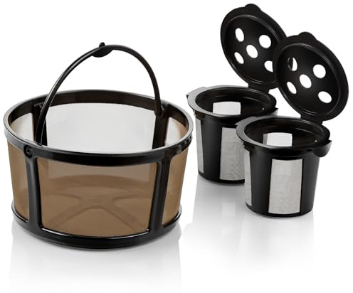 2 Reusable K Cups and Basket Coffee Filter for Keurig K-Duo Hot & Iced Single Serve & Carafe Coffee Maker with MultiStream Technology (Gen 2)