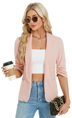 YesFashion Blazer, giacca da donna, sportiva, elegante, aperta, casual, blazer, albicocca, M