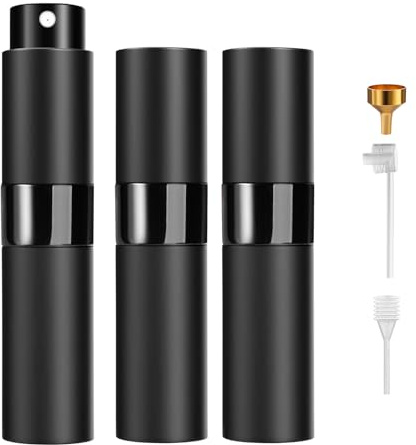 Likealot ​​Perfume Travel Refillable Atomizer 8ML (3PCS) - Empty Cologne Spray Bottle, Portable & Leakproof Sprayer for Travel​ (Black)