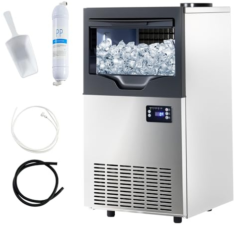Albott 150lbs/24H Commercial Ice Maker - 2 Way Water Inlet, Freestanding ice Machine Countertop with 24lbs Storage Capacity, Self Cleaning for Home/Bar/Restaurant