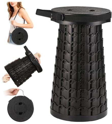 Spisces 2026 Heavy Duty Collapsible Stool | 600lbs Capacity, 18-in Tall Lightweight 2.6lbs Portable Retractable Telescoping Stool for Adults, Camping Fishing Hiking Travel BBQ