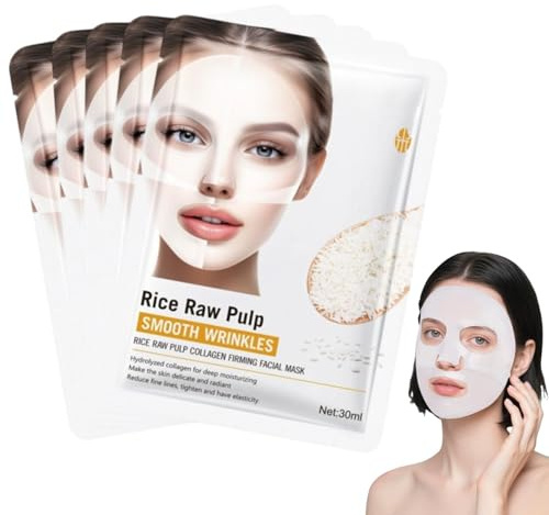 5 Pièces Masque Collagene, Masque Visage Collagene, Collagen Mask, Nourrit Intensément, Hydrate, Lutte Contre Le Vieillissement Cutané Et Raffermit La Peau