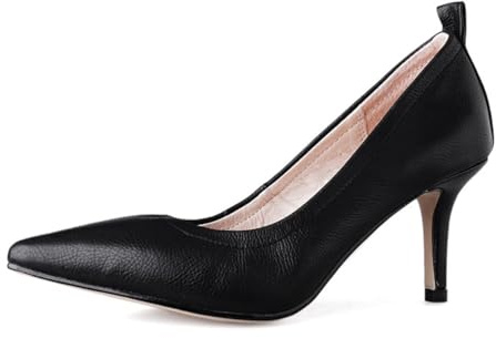 Generico Scarpe Donna Pumps Punta Affusolata Tacco Stiletto PU Alta qualità Slip On Soletta Imbottita Comfort Suola Antiscivolo Ufficio Sera Evento,Black 7cm,35 EU