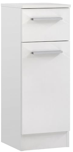 Pelipal Badezimmerschrank Quickset 335 in Weiß Glanz, 30 cm breit | Unterschrank mit 1 Tür, 1 Schubkasten und 1 Einlegeboden