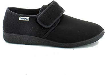 Emanuela Pantofole Elasticizzate con Strappo da Uomo 986 (Nero, Numeric_45)