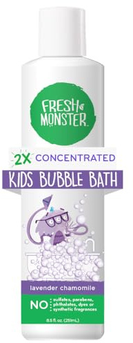 Fresh Monster Kids Foaming Bubble Bath | Hypoallergenic, Natural for Kids & Toddlers | Super Concentrated | Soothing Lavender Scent | Bath Time Essentials