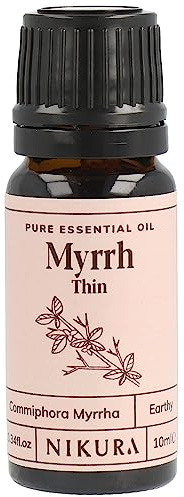 Nikura Myrrh Essential Oil - 10ml | 100% Pure Natural Oils | Perfect for Aromatherapy, Diffusers, Soap Making, Candle Making | Great for Skin, Headache Relief | Vegan & UK Made