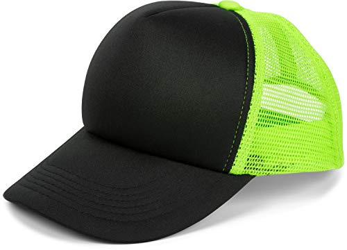 styleBREAKER Unisex Trucker-keps med mesh,Svart-NeonGrön