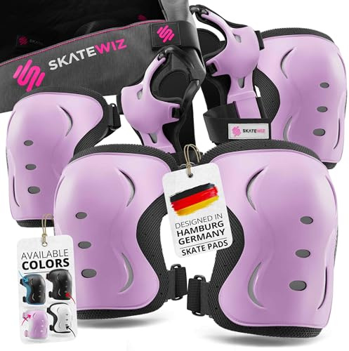 SKATEWIZ Kit de Protection Roller Enfant - Protection Skateboard Enfant, Adolescents et Adulte [6 pièces] avec Genouillères, Coudières et Protège-Poignets