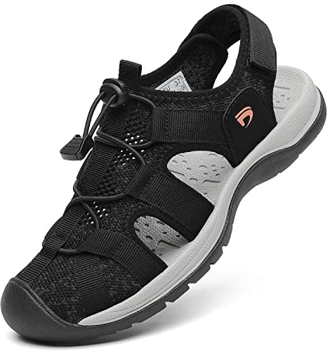 Dannto Women's Sport Sandals Close Toe Mesh Hiking Outdoor Athletic Casual Walking Sandals Water Shoes,Black1,39,Size 8.5