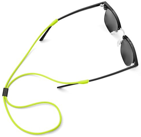 Pilotfish glasögonband, silikonsolglasögon band för glasögon, justerbar glasögonkedja (neongrön) Hi-vis Green