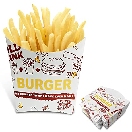 Copas de patatas fritas, 50 unidades, grandes patrones creativos, vasos de patatas fritas, vasos desechables para aperitivos, cajas de bocadillos, película de viaje, fiesta nocturna